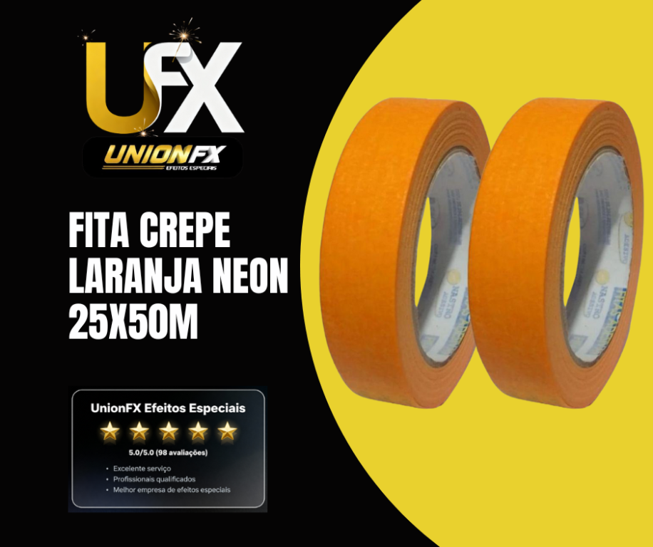 FITA CREPE 25MMX50M COR LARANJA NEON