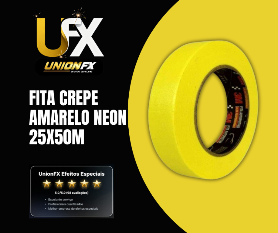 FITA CREPE 25MMX50M COR AMARELA NEON