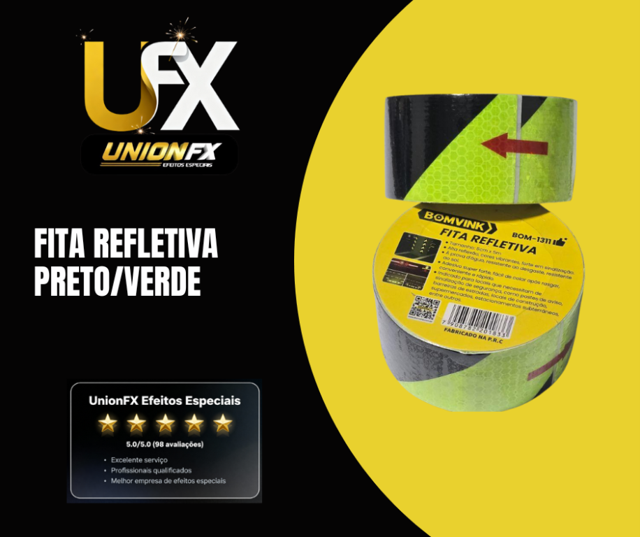 FITA REFLETIVA PRETA E VERDE