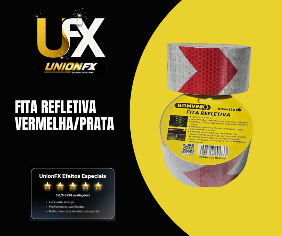 FITA REFLETIVA PRATA E VERMELHA