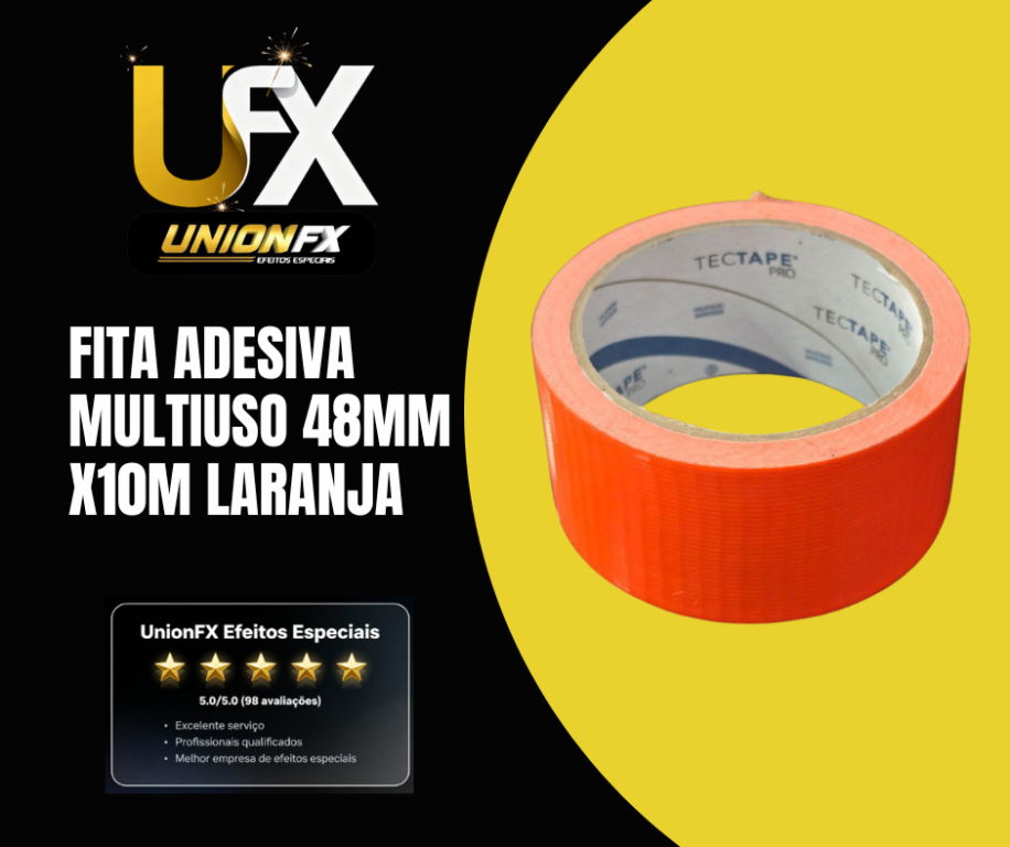 FITA ADESIVA MULTIUSO 48MM X10M LARANJA NEON
