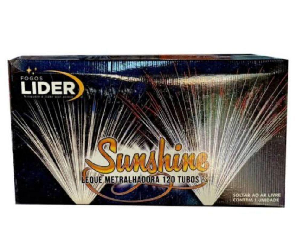 TORTA METRALHADORA 120 TUBOS SUNSHINE DOURADO C/ PONTA VERDE