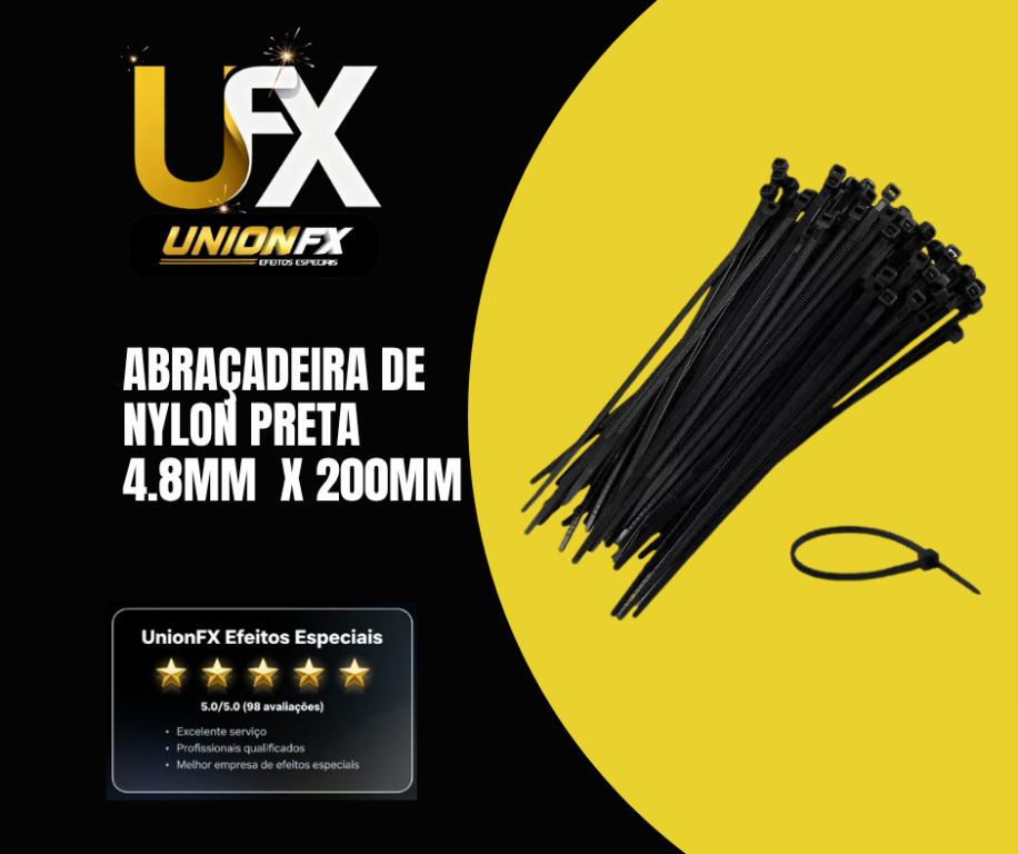 ABRAÇADEIRA DE NYLON PRETA  4.8MM  X 200MM