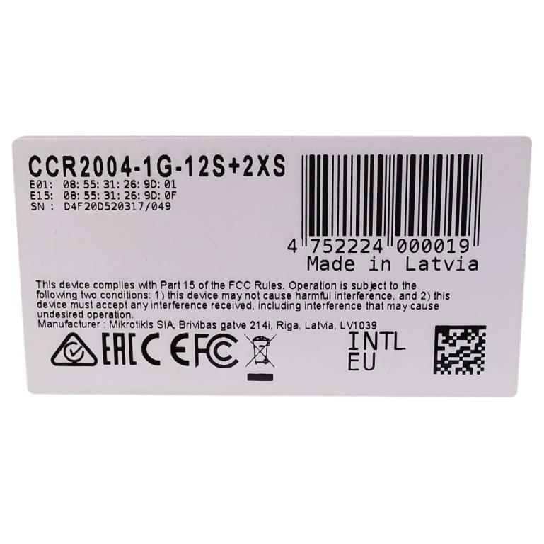 MIKROTIK CLOUD CORE ROUTER CCR2004-1G-12S+2XS EU