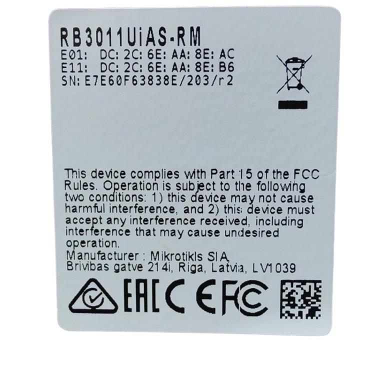 MIKROTIK ROUTERBOARD RB 3011UIAS-RM L5