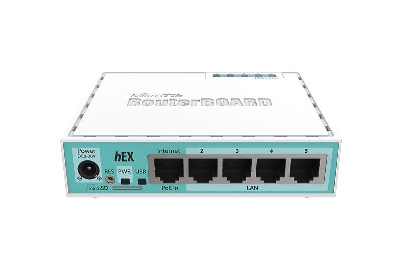 MIKROTIK HEX RB750GR3 BRANCO E AZUL-TURQUESA