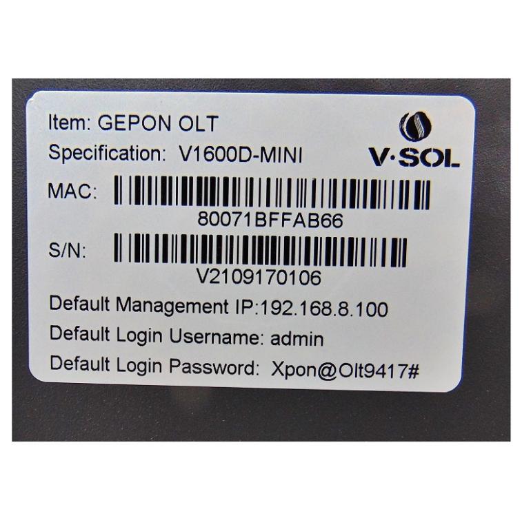 OLT EPON 4 PON V1600D-MINI 4GE SFP UPLINK 1U V-SOLUTION - ATÉ 256 ATENDIMENTOS