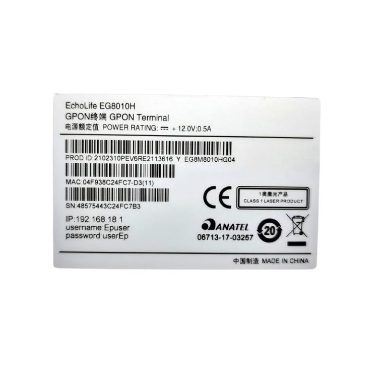 ONU GPON HUAWEI EG8010H BRIDGE FTTH 1GE APC HOMOLOGADA ANATEL