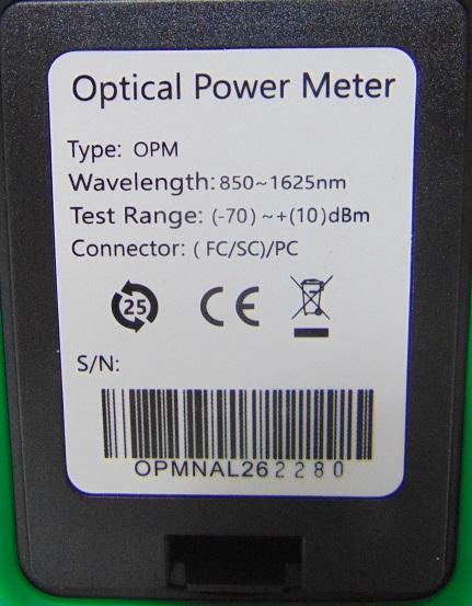 POWER METER ÓTICO ORIENTEK TPM-35 FC/SC/PC 10DBM 850/1625