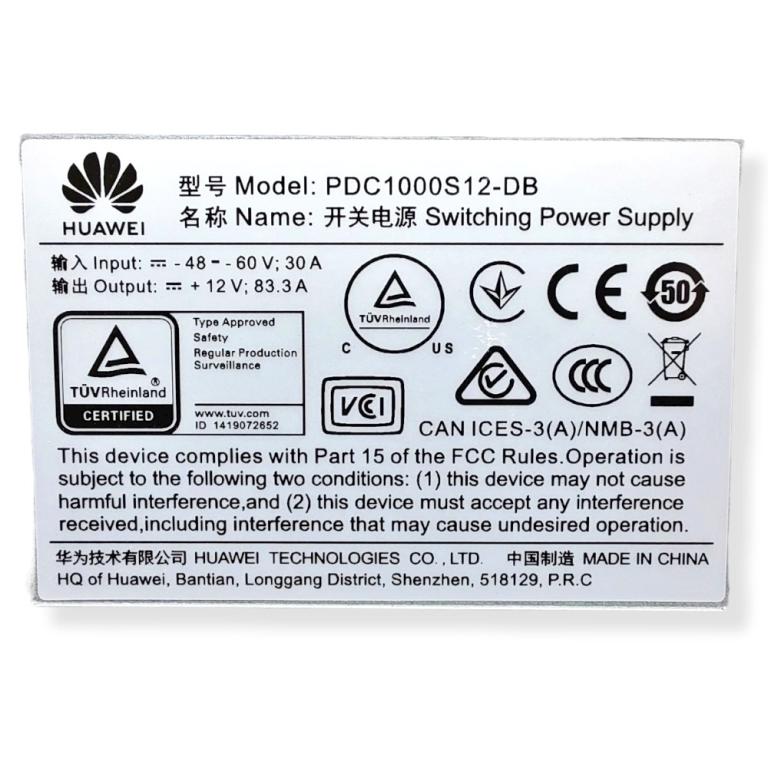HUAWEI FONTE SWITCH S6730 1000W DC PDC1000S12-DB