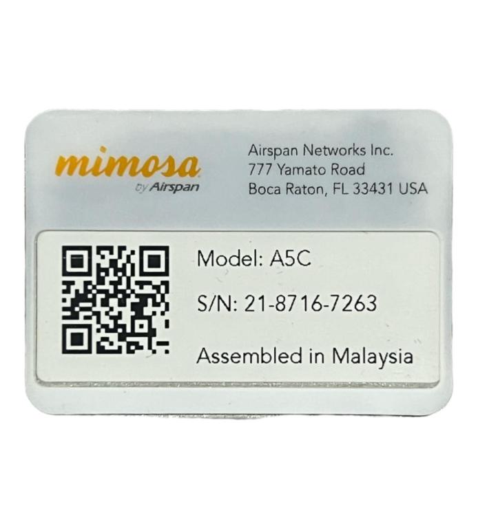 MIMOSA A5C-EF 5GHZ 1.7 GBPS GPS SYNC CONNECTORIZED AP