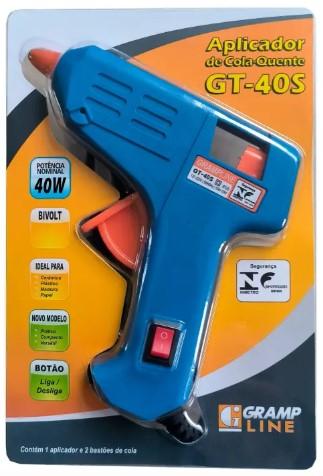 PISTOLA DE COLA QUENTE - GROSSA - 40W - C/ BOTAO LIGA - GT-10S - GENIAL GRAMP LINE