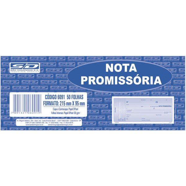 NOTA PROMISSÓRIA GRANDE 50 Fls - COD 6091 - PCT C/ 20 UN - SÃO DOMINGOS