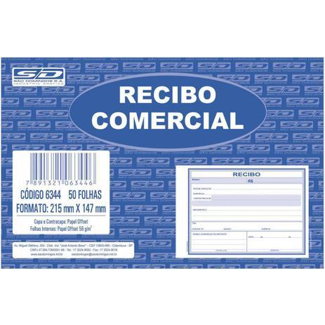 RECIBO COMERCIAL GRANDE - COD 6344 - PCT C/ 20 UN - SÃO DOMINGOS