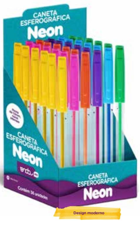 CANETA ESFEROGRÁFICA NEON - 6 CORES - 4312013 - DISPLAY C/ 36 UN - ONDA