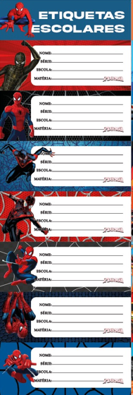 ETIQUETA ESCOLAR -  C/ 7 ETIQUETAS - PCT C/ 10 CARTELAS - HOMEM ARANHA