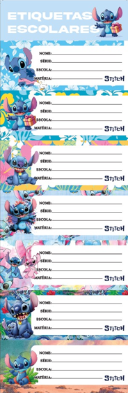 ETIQUETA ESCOLAR -  C/ 7 ETIQUETAS - PCT C/ 10 CARTELAS - STITCH