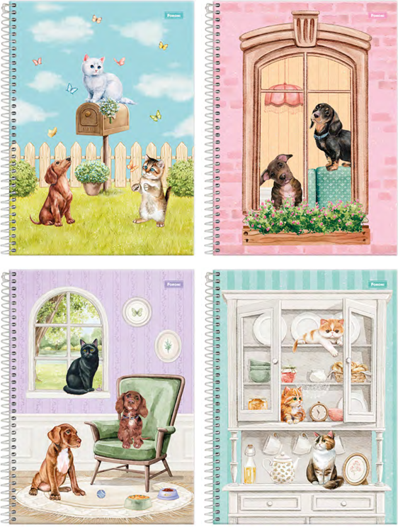 CADERNO 1X1 80Fls - PCT C/ 4 UN - FURFRIENDS - 7057-2 - FORONI