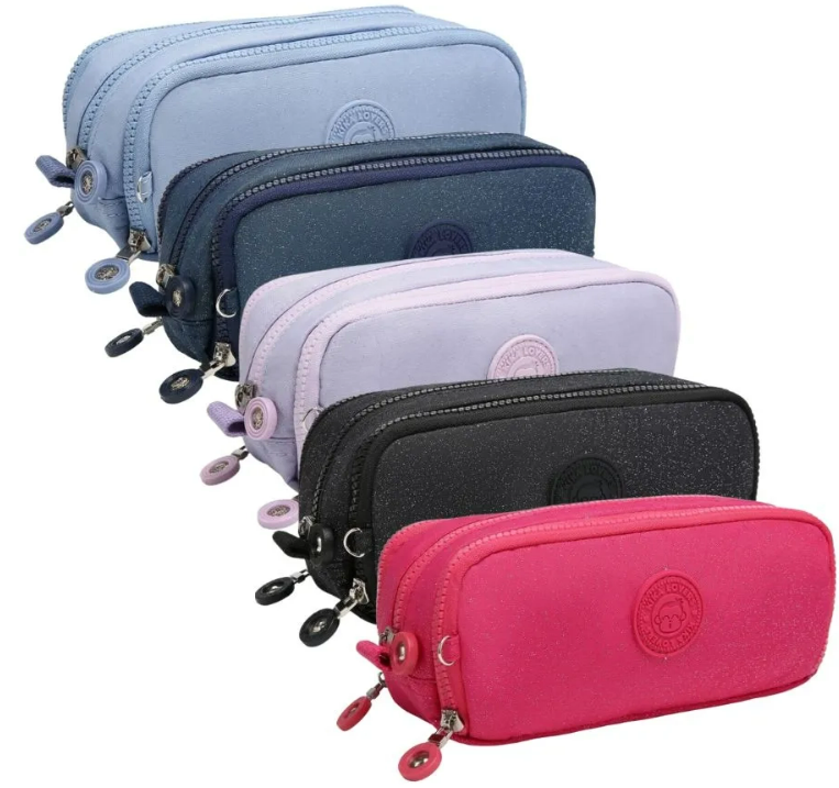 2653 - ESTOJO 3 ZIPER - CRINKLE BRILHOSO TRIPLO - KIKA