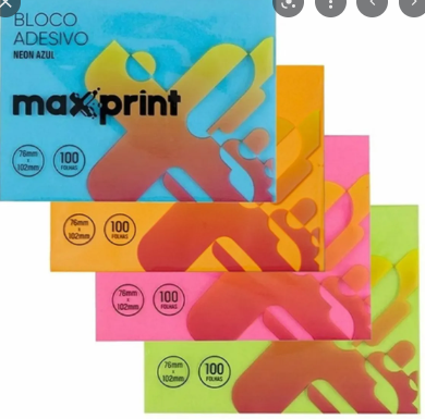 RECADINHO ADESIVO 76 x 102 - NEON / SORTIDO - PCT C/ 12UN - MAXPRINT