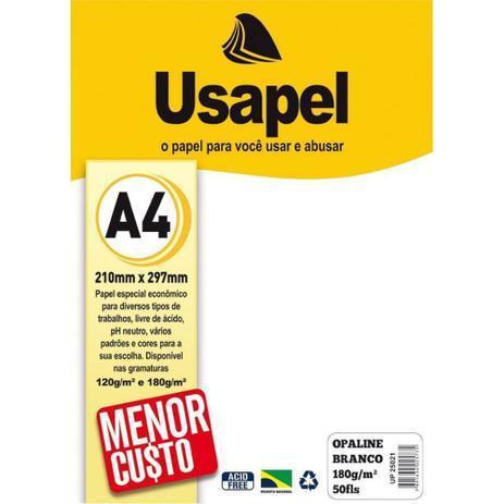 PAPEL OPALINE 120g PCT C/ 50Fls - COD 25105 - BRANCO - USAPEL