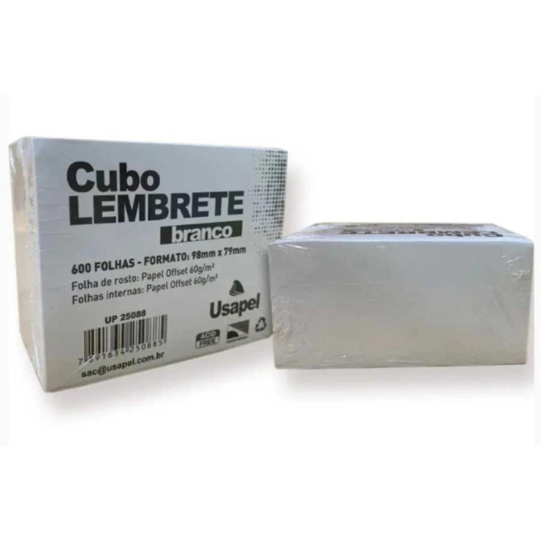 RECADINHO ADESIVO 98 X 79 BLOCO 600 FLS- BRANCO -  CUBO  - 25088 - USAPEL