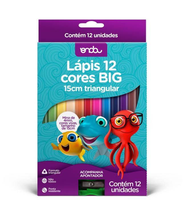 LAPIS DE COR JUMBO - 12 CORES + APONTADOR JUMBO PCT C/ 6 UN - ONDA