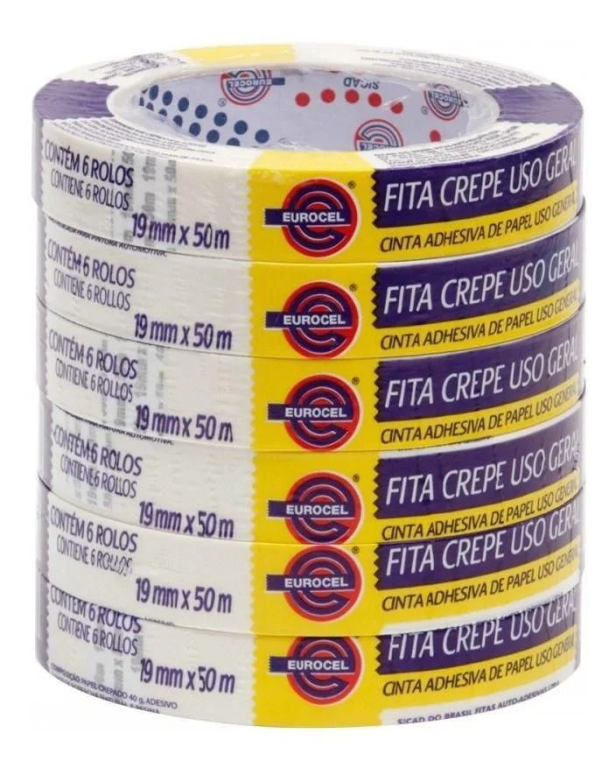 FITA CREPE 18 X 50mt PCT C/ 6UN - EUROCEL