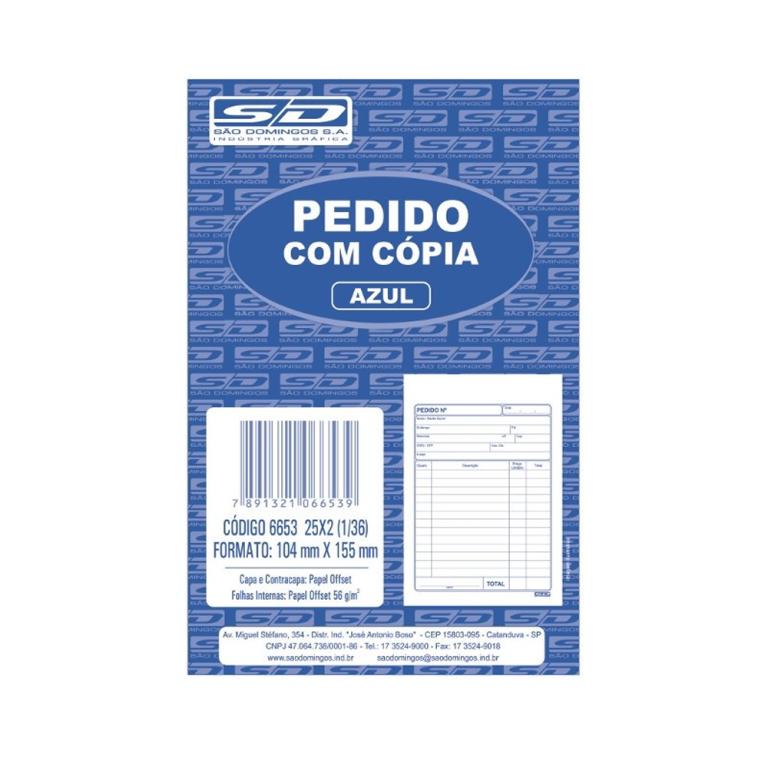BLOCO PEDIDO 1/36 C/ CÓPIA 50 Fls - COD 6653 - PCT C/ 20UN - SÃO DOMINGOS