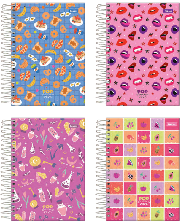 AGENDA 2026 - ESPIRAL - 11x16cm - PCT C/ 5UN - POP COLLECTION - 7820 - FORONI