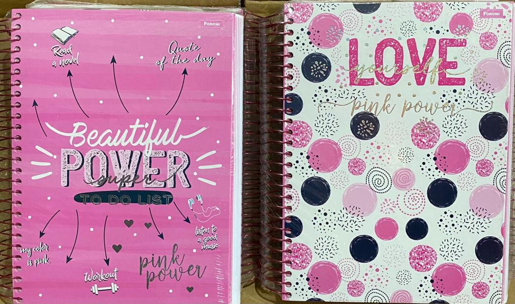CADERNO COLLEGE 1X1 80Fls - PCT C/ 4 UN - PINK POWER FEMININO - 6306-6 - FORONI