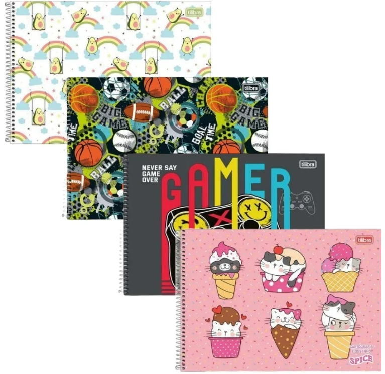 CADERNO DESENHO CARTOGRAFIA CD 48Fls - PCT C/4 - SPICE - 395561 - TILIBRA