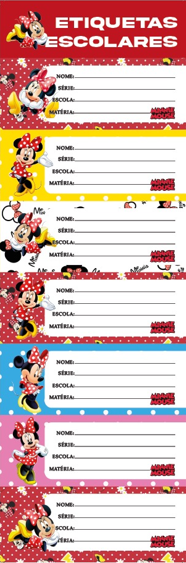 ETIQUETA ESCOLAR -  C/ 7 ETIQUETAS - PCT C/ 10 CARTELAS - MINNIE