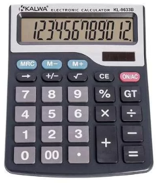 CALCULADORA  KK 9633 - 12 DIG - PILHA - GRANDE - PRETA -  BIG VISOR - KENKO