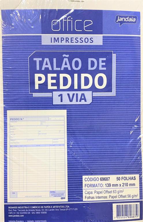 BLOCO PEDIDO 1/18 MÉDIO 50Fls - COD 69687 - PCT C/ 20 UN - JANDAIA