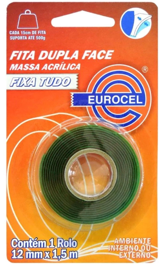 FITA DUPLA FACE ACRILICA - 19 X 1,5mt - ( SILICONE ) UNIDADE - EUROCEL
