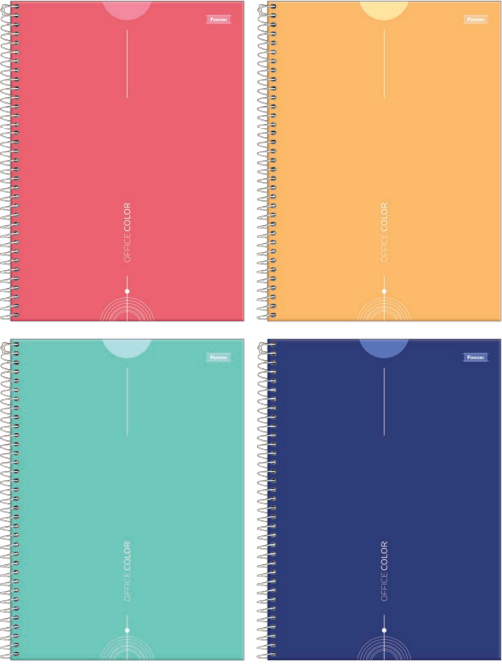 CADERNO 10X1 160Fls - PCT C/ 4 UN - OFFICE COLOR - 9566-4 - FORONI