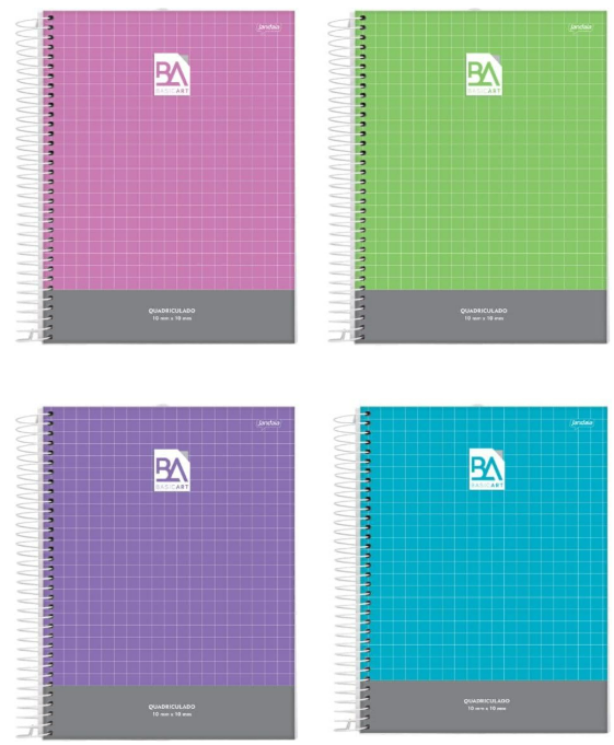 CADERNO QUADRICULADO GRANDE 80Fls - 1 X 1cm - PCT C/ 4 - STOMP - 77215 - JANDAIA