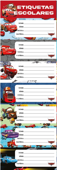 ETIQUETA ESCOLAR -  C/ 7 ETIQUETAS - PCT C/ 10 CARTELAS - CARROS