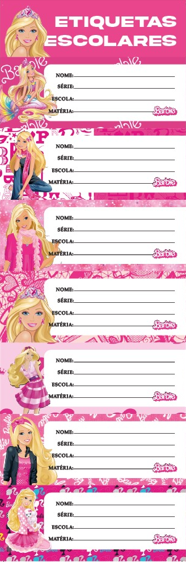 ETIQUETA ESCOLAR -  C/ 7 ETIQUETAS - PCT C/ 10 CARTELAS - BARBIE