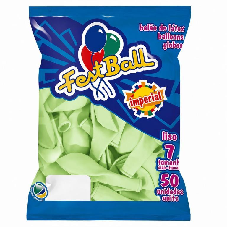 BALAO LISO 50UN - Nr 7 -  PCT C/ 5 UN - VERDE CLARO - FEST BALL