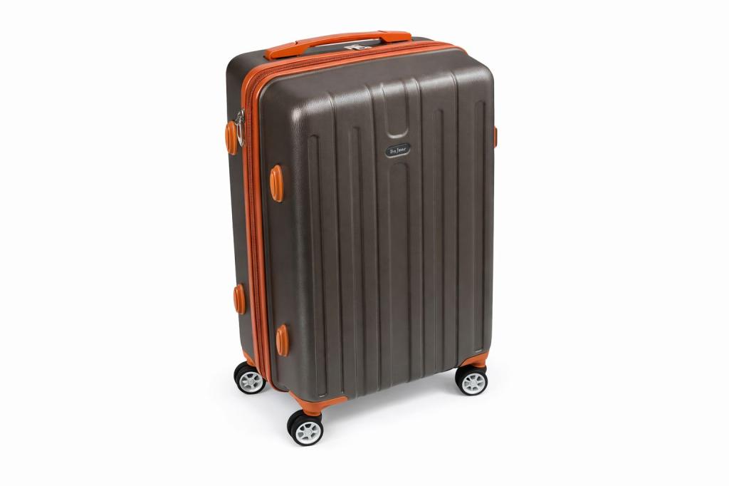 MALA DE BORDO 360 20" - ABS - GIRO 360 - MARROM COM DETALHE LARANJA - BO JUNE