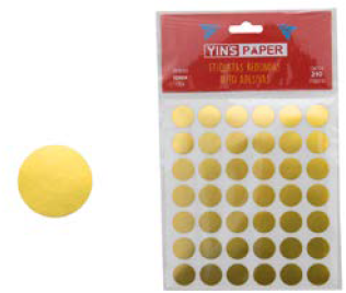 ETIQUETA REDONDA - P/ CONVITES - 210UN - PCT C/ 12 UN - DOURADO - YP7565 - YINS