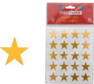 ETIQUETA ADESIVA DECORADA - ESTRELA  DOURADA 100 UN - PCT C/ 12 - YP7570 - YINS