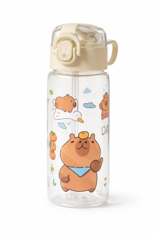 GARRAFINHA PLASTICO 450 ML - CAPIVARA - C/ CANUDO - F5341 - FLASH