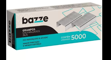 GRAMPO P/ GRAMPEADOR 26/6 - CX C/ 5.000 UN - PCT C/ 12UN - 615066  - BAZZE TRIS