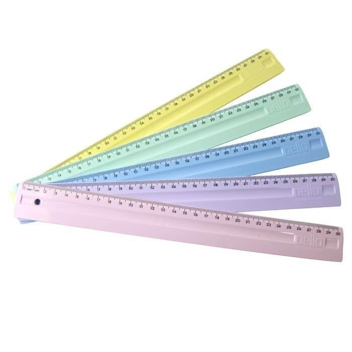 REGUA 30 CM COLORIDA - REFORCADA - PCT C/ 10UN - PASTEL SORTIDA - 3111.E.0100 -  DELLO
