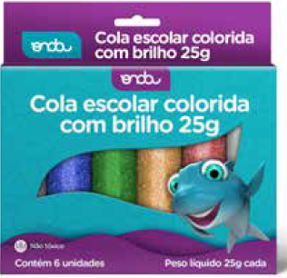 COLA COLORIDA - C/ GLITER - 6 CORES - 25 Gr - PCT C/ 8 CX - 1511039 - ONDA - PROMOÇÃO