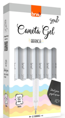 CANETA ESFEROGRÁFICA GEL 1.0MM - BRANCA - CAIXA C/ 12UN - CA0042 - BRW