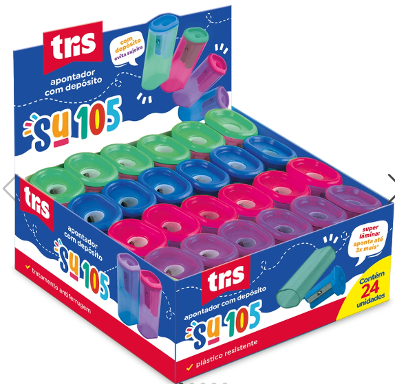 APONTADOR COM DEPOSITO 4CM - CORES SORTIDAS - CX C/ 24UN - SU105 - TRIS